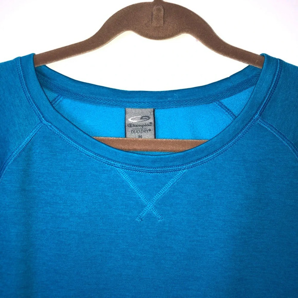5/$25 
Champion Duo Dry Sweatshirt M Turquoise Long High Low Hem Soft Lightweigh - Picture 5 of 11